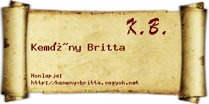 Kemény Britta névjegykártya